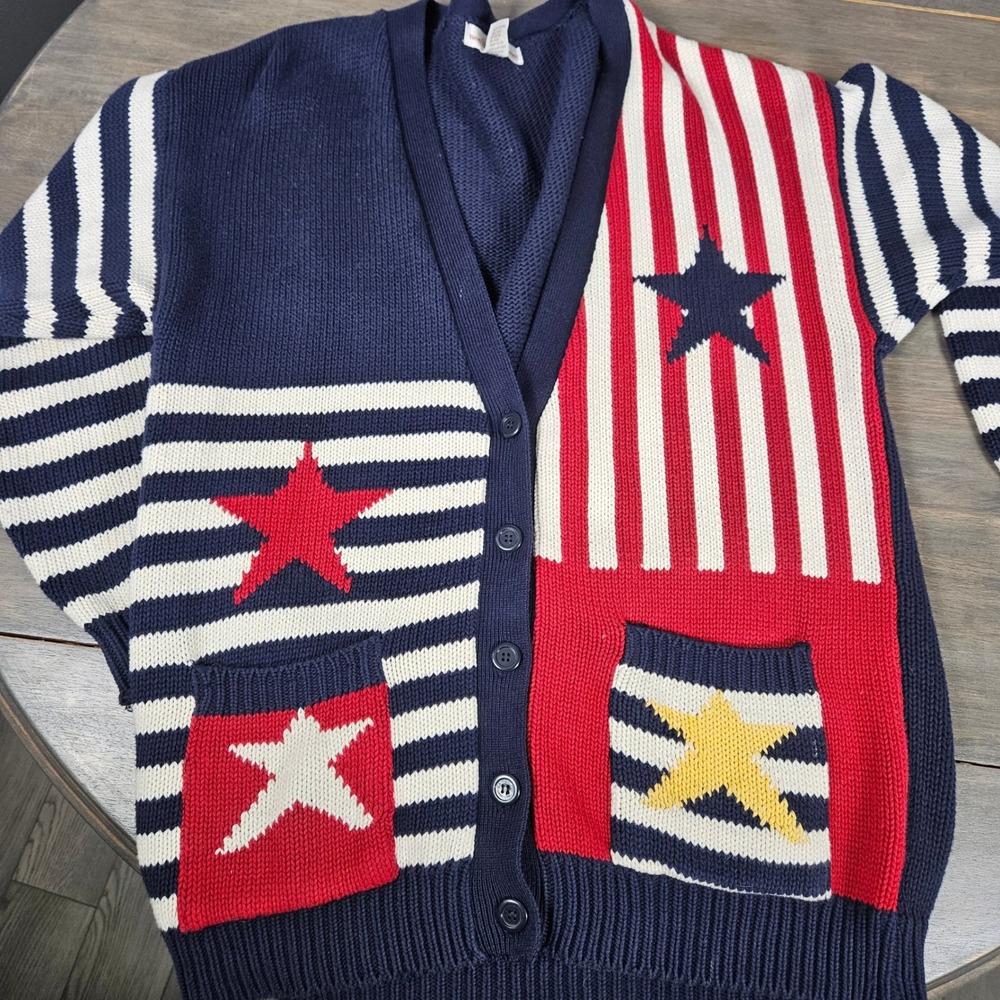 Boston Traders Women's S Vintage Cardigan Sweater Americana Stars Stripes USA - Picture 5 of 7